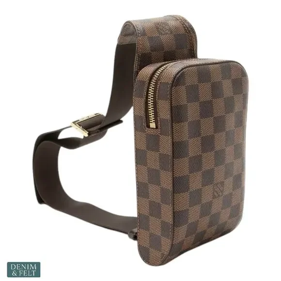 Louis Vuitton Damier Ebene Geronimos Sling Crossbody Belt Bag Brown Canvas Luxe